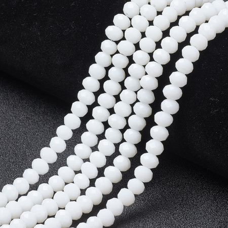 Koraliki Fasetowane Kryształki Szklane Rondelle Biały  2.7x1.5mm