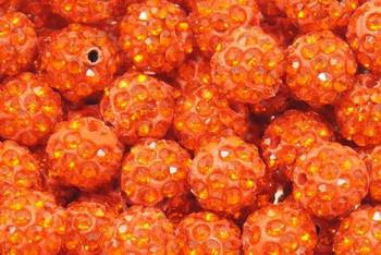Koraliki Disco Ball do Shamballa z Kryształkami coral red 10mm