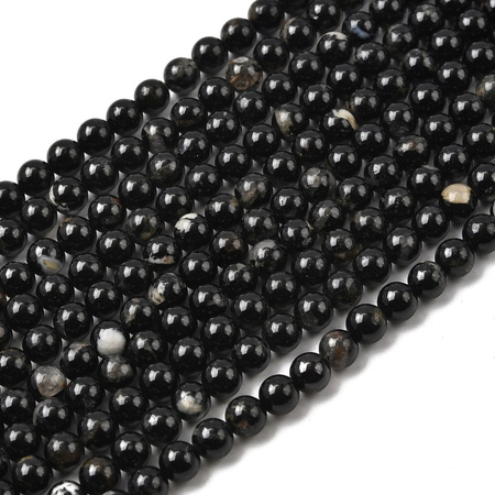 Turmalin Czarny z przerostami - kamień ochrony i stabilizacji - Kula Gładka Koraliki 6mm