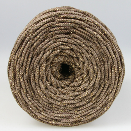 Mia Mote™ ByBag Line Lurex Sznurek Poliestrowy płaski bez rdzenia Beżowy ze złotą nitką 5mm