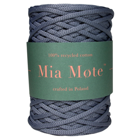 Sznurek poliestrowy płaski 5 mm bez rdzenia – do torebek i makramy, Srebrny Stalowy | Smok Quartz | Mia Mote™ ByBag