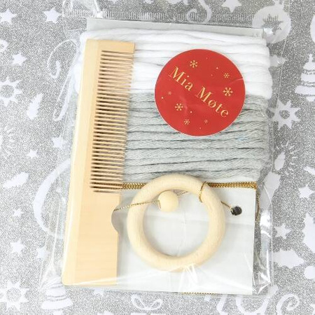 Eko prezent zestaw świąteczny do makramy dla początkujących mikołaj szary