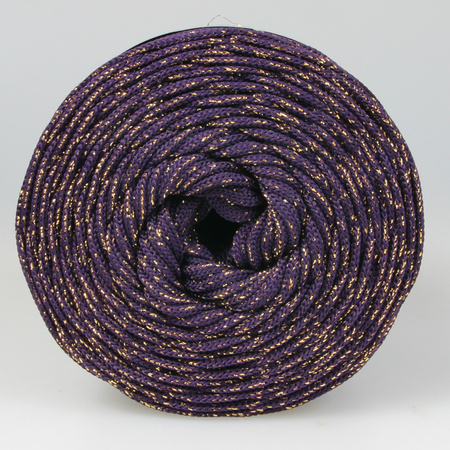Mia Mote™ ByBag Line Lurex Sznurek Poliestrowy płaski bez rdzenia Ametystowy ze złotą nitką 5mm