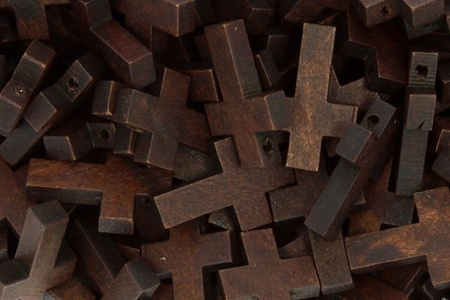 Krzyż Krzyżyk Drewniany do różańca brązowy 22x15mm