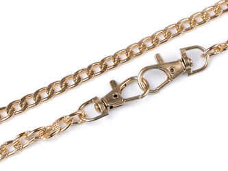 Łańcuszek metalowy z karabińczykami pasek do torebki złoty 8mm 120cm