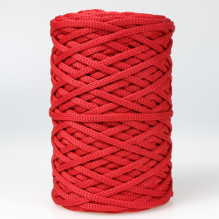 Sznurek poliestrowy płaski 5 mm bez rdzenia – do torebek i makramy, Czerwony | Krokoit | Mia Mote™ ByBag
