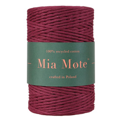 Mia Mote™ Classic Line Sznurek bawełniany skręcany do makramy Garnet 2mm