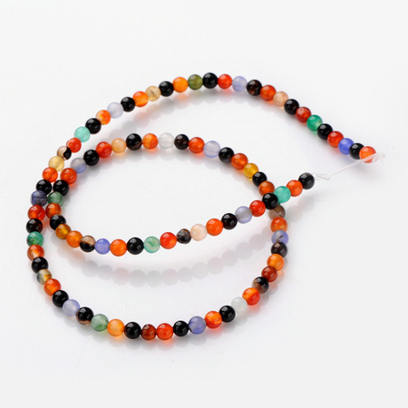 Agat Colorful Kamień Jubilerski gładki kula 4mm 