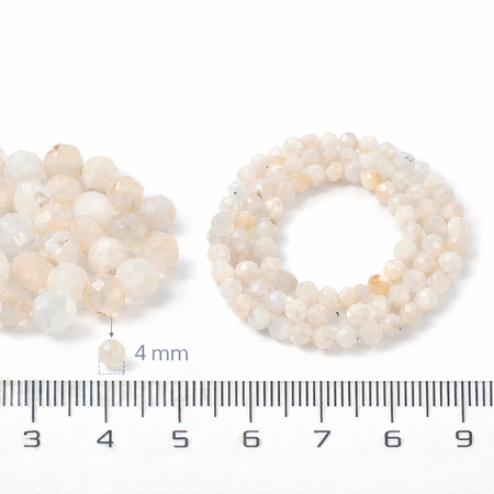 Kamień księżycowy tęczowy moonstone rainbow - kamień intuicji, kobiecości i harmonii - kula fasetowana 4 mm