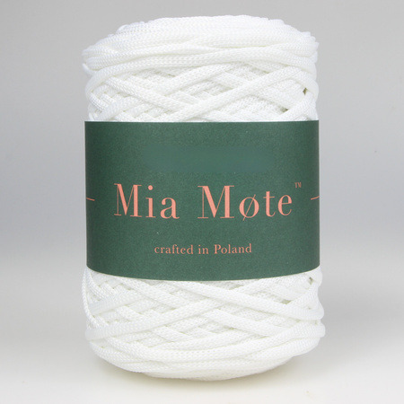 Sznurek poliestrowy płaski 5 mm bez rdzenia – do torebek i makramy, Biały | Chalk | Mia Mote™ ByBag