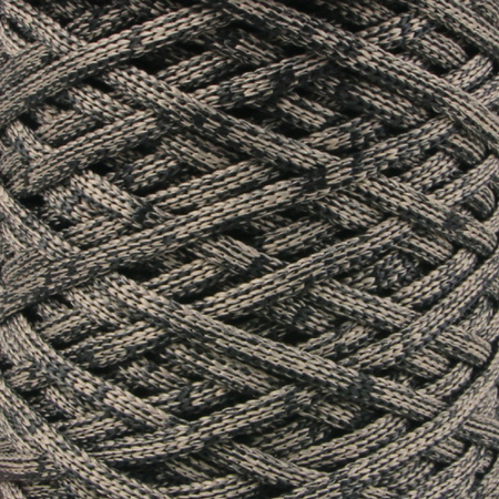 Sznurek poliestrowy płaski 5 mm bez rdzenia – do torebek i makramy, Czarny z Beżowym Ciemnym | Miraże Ombre Sunstone | Mia Mote™ ByBag