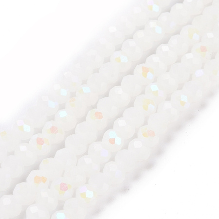 Koraliki Fasetowane Kryształki Szklane Rondelle Biały AB  2.7x1.5mm