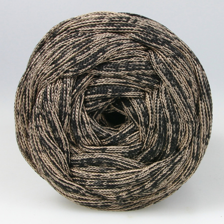 Sznurek poliestrowy płaski 5 mm bez rdzenia – do torebek i makramy, Czarny z Beżowym | Miraże Ombre Light Moonstone | Mia Mote™ ByBag