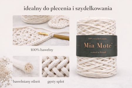 Mia Mote™ Thinny Line Sznurek bawełniany 3mm limestone