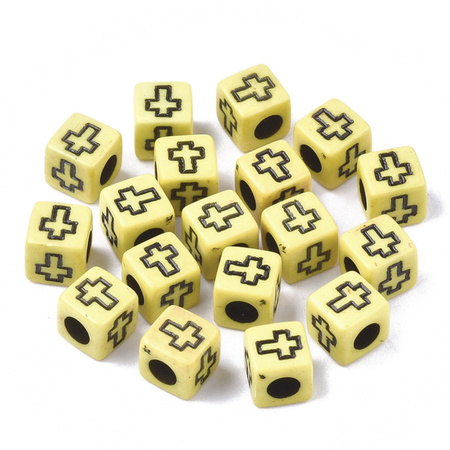 Koraliki Akrylowe Kostki Krzyżyki 6x6mm