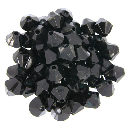 Koraliki akrylowe diamentowane bicone czarny 10mm 