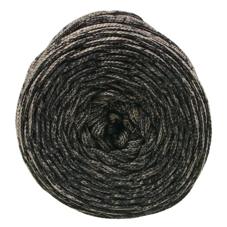 Sznurek poliestrowy płaski 5 mm bez rdzenia – do torebek i makramy, Czarny z Beżowym Ciemnym | Miraże Ombre Sunstone | Mia Mote™ ByBag