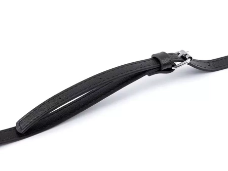 Skórzany Pasek eko skóra Ucha do torebki czarny srebrny 120cm
