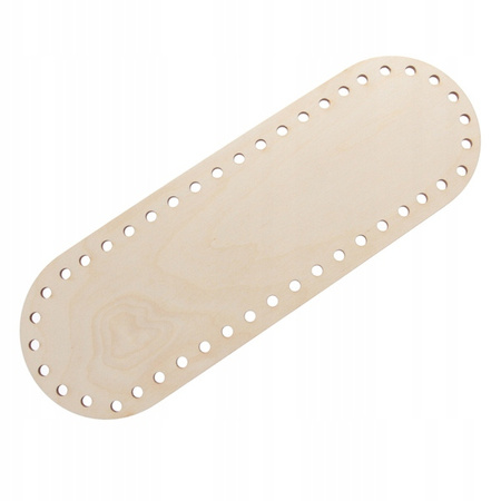 Drewniana baza owal do makramy do koszyka spód dno torebki 29.8x10cm otwory 6mm