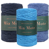 Mia Mote™ Zestaw sznurków do makramy – 3x100 m – Sznurek Bawełniany Skręcany 3 mm – Zestaw Niebieski Sodalite/Lapis Lazuli/Apatyt