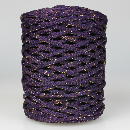 Mia Mote™ ByBag Line Lurex Sznurek Poliestrowy płaski bez rdzenia Ametystowy ze złotą nitką 5mm