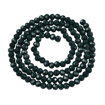 Koraliki Fasetowane Kryształki Szklane Rondelle Butelkowa zieleń 3.8x3mm