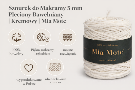 Mia Mote™ Basic Line sznurek bawełniany 5mm limestone