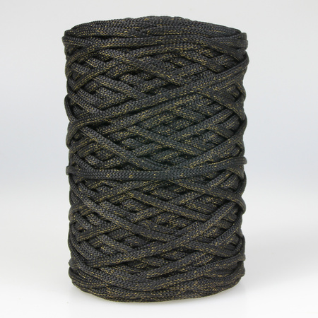 Mia Mote™ ByBag Line Lurex Sznurek Poliestrowy płaski bez rdzenia Czarny ze Złotą nitką 5mm