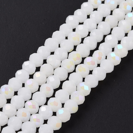 Koraliki Fasetowane Kryształki Szklane Rondelle Biały AB  2.7x1.5mm