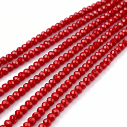 Koraliki Fasetowane Kryształki Szklane Rondelle Czerwony 3.8x3mm