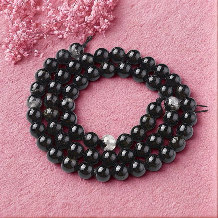 Turmalin Czarny z przerostami - kamień ochrony i stabilizacji - Kula Gładka Koraliki 6mm