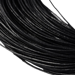 Rzemień Naturalny Skórzany Okrągły Czarny 1mm