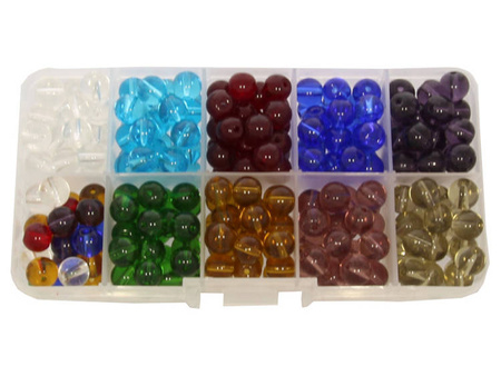 Zestaw Kreatywny Koralików do Rękodzieła Biżuterii / Koraliki Gładkie / Kula Wielokolorowy 8mm ~250szt / Organizer