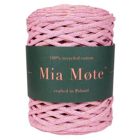 Mia Mote™ ByBag Line Lurex Sznurek Poliestrowy płaski bez rdzenia Różowy ze złotą nitką 5mm