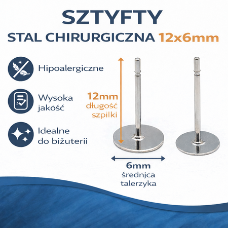 Sztyfty Stal Chirurgiczna 12x6mm