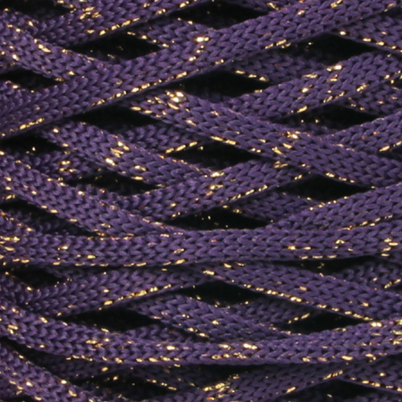 Mia Mote™ ByBag Line Lurex Sznurek Poliestrowy płaski bez rdzenia Ametystowy ze złotą nitką 5mm