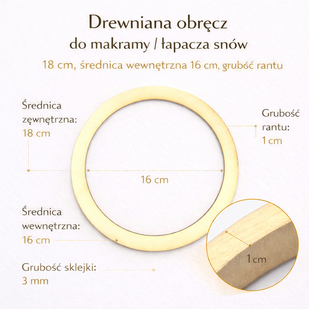 Drewniana obręcz do makramy łapacza snów  18cm