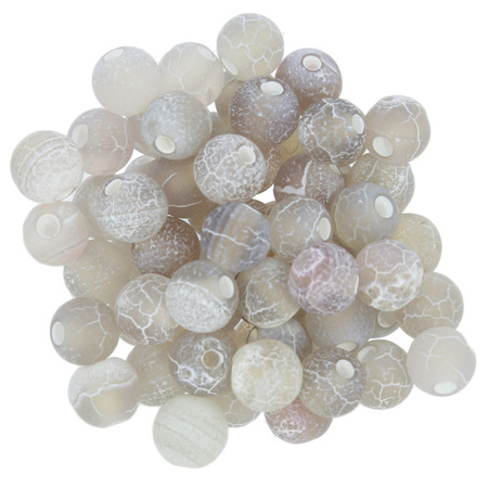 Agat Ognisty Frosted Light Grey Kamień Jubilerski gładki kula 6mm