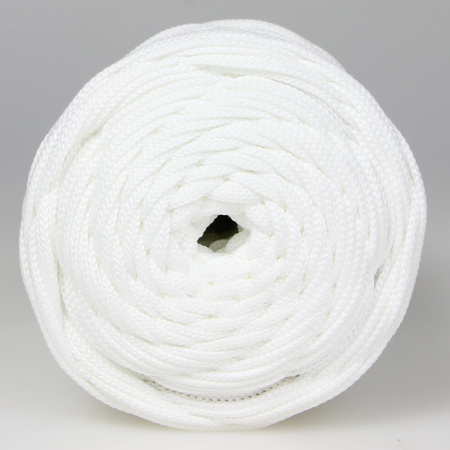 Sznurek poliestrowy płaski 5 mm bez rdzenia – do torebek i makramy, Biały | Chalk | Mia Mote™ ByBag