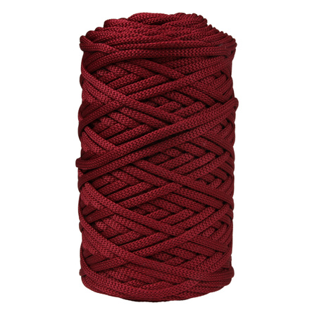 Sznurek poliestrowy płaski 5 mm bez rdzenia – do torebek i makramy, Bordowy Wino | Ruby | Mia Mote™ ByBag