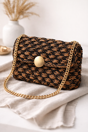 Mia Mote™ ByBag Line Sznurek Poliestrowy płaski bez rdzenia czarny z karmelową nitką 5mm