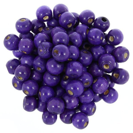 Koraliki Drewniane Naturalne Malowane Kula Indigo 10mm