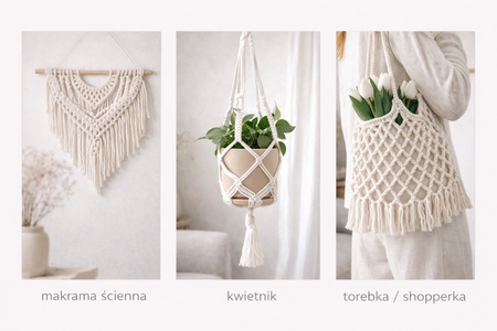 Mia Mote™ Classic Line Sznurek bawełniany skręcany do makramy 3mm chalk