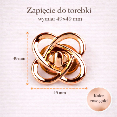 Zapięcie obrotowe do torebki 49 × 49 mm – metalowe, złote Golden Rose