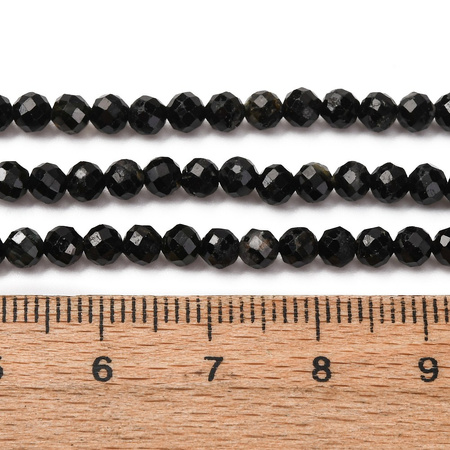 Turmalin Czarny - kamień ochrony i stabilizacji - Kula Fasetowany Koraliki 4mm