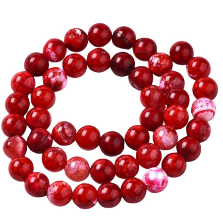 Agat Ognisty Crackle Red - kamień harmonii, odwagi i pewności siebie - kula 8mm