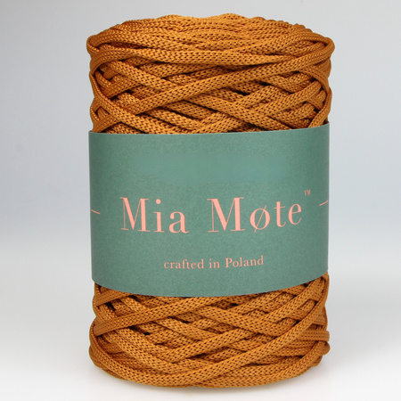 Sznurek poliestrowy płaski 5 mm bez rdzenia – do torebek i makramy, Bursztynowy | Amber | Mia Mote™ ByBag