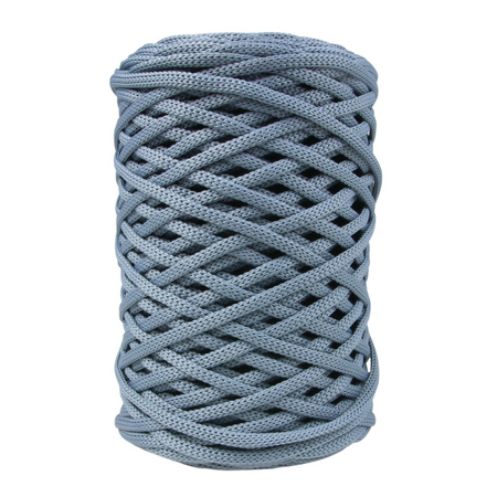 Sznurek poliestrowy płaski 5 mm bez rdzenia – do torebek i makramy, Stalowy Błękitny | Blue Lace Agate | Mia Mote™ ByBag