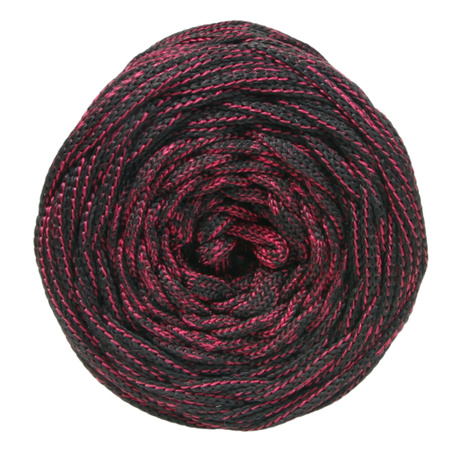 Sznurek poliestrowy płaski 5 mm bez rdzenia – do torebek i makramy, Czarny z Winem | Miraże Ombre Ruby | Mia Mote™ ByBag