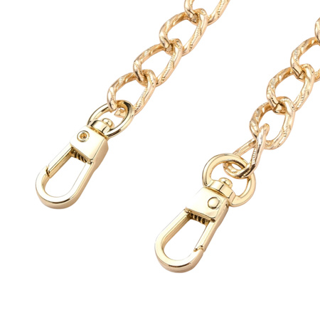 Łańcuszek metalowy z karabińczykami pasek do torebki złoty 10mm 116cm